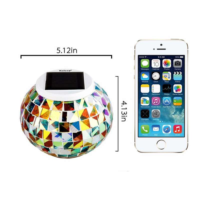 Solar Color Changing Light Mosaic Glass Table Lamps Yard Patio Halloween Christmas Decorations, Gift