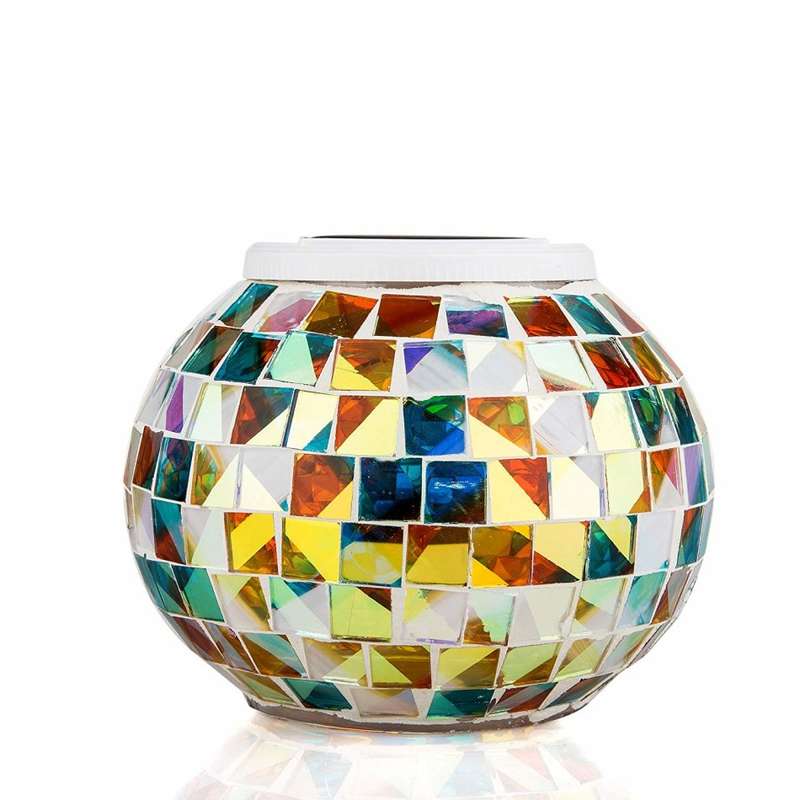 Solar Color Changing Light Mosaic Glass Table Lamps Yard Patio Halloween Christmas Decorations, Gift