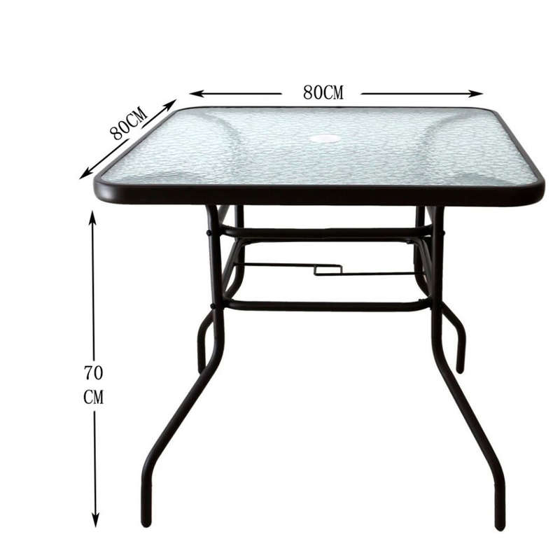 Outdoor Patio Table Patio Tempered Glass Patio Dining Tables with Umbrella Hole Perfect Garden Deck