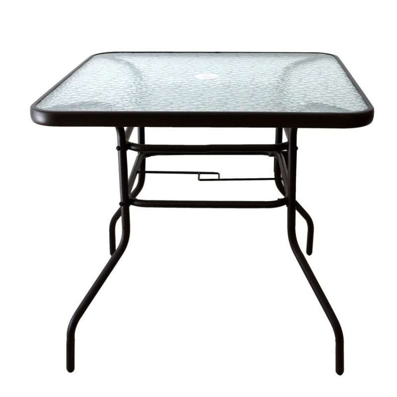 Outdoor Patio Table Patio Tempered Glass Patio Dining Tables with Umbrella Hole Perfect Garden Deck