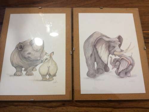 PAIR OF PENCIL ART, SIGNED BY THE ARTIST.