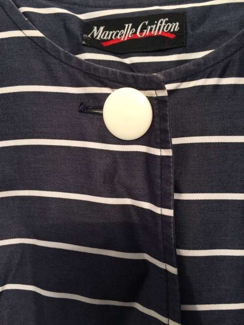 VINTAGE MARCELLE GRIFFON STRIPED NAVY AND WHITE DRESS - SIZE 12