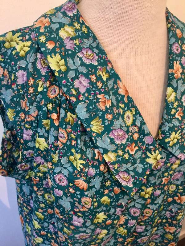 ##SALE##VINTAGE  FLOWER DAY DRESS - TEAL SIZE 16