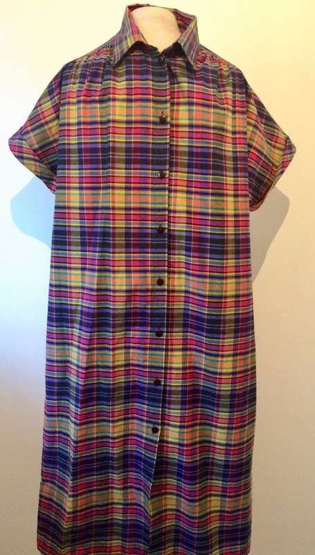 ##SALE## VINTAGE SUMMER SHIRT DRESS PLAID - SIZE 16