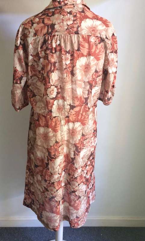 *** april end of summer sale ***  BROWN FLOWERS AND LEAVES DRESS - SIZE 12
