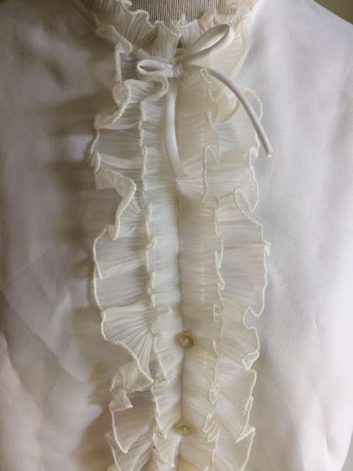 VINTAGE KENLEY WHITE FRILL SHIRT   - SIZE 38