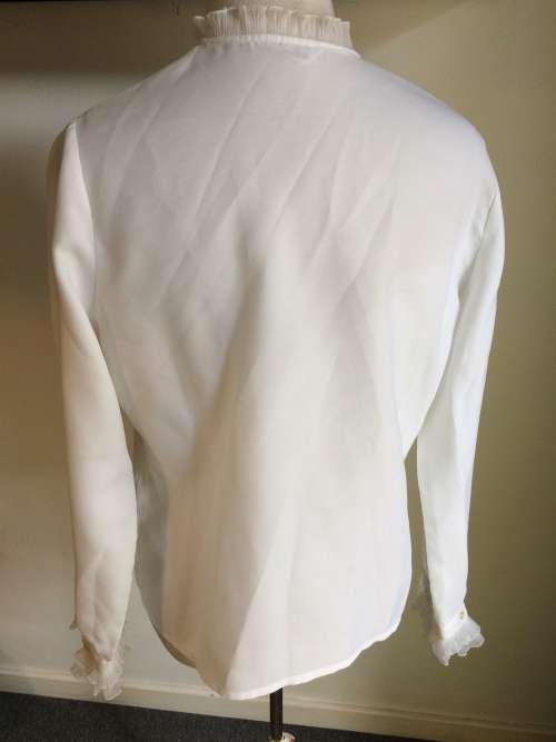 VINTAGE KENLEY WHITE FRILL SHIRT   - SIZE 38