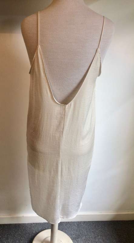VINTAGE BEIGE SILKY SLIP DRESS  - SIZE 12