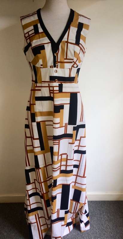 VINTAGE RETRO COCKTAIL DRESS 1970'S - SIZE 12
