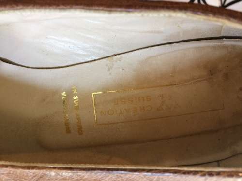 SALE !!!VINTAGE BAILEY CREATION TAN LEATHER OSTRICH SHOE - 255 (6,5)