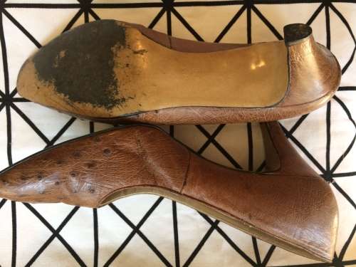 SALE !!!VINTAGE BAILEY CREATION TAN LEATHER OSTRICH SHOE - 255 (6,5)