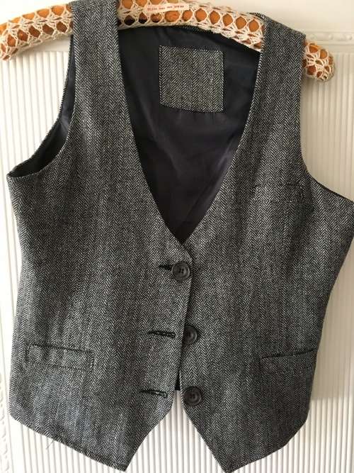 VINTAGE HERRINGBONE FABRIC WAISTCOAT - 12