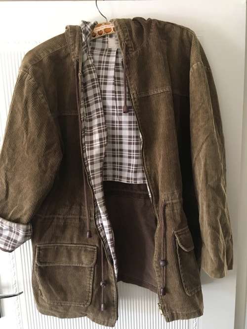 VINTAGE BROWN CORDUROY PARKA JACKET    - SIZE 14