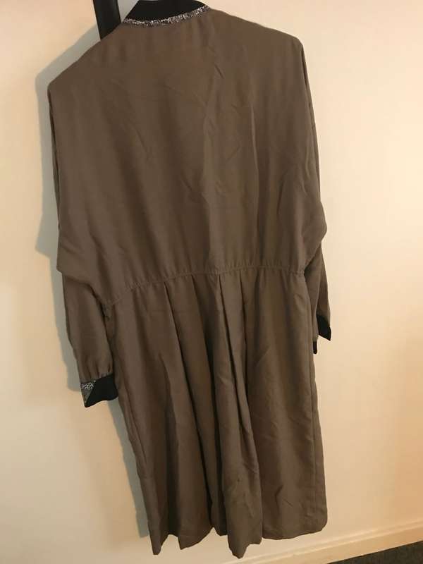 VINTAGE KRESIV MODELS DRESS - 14 KHAKI & SNAKE PRINT