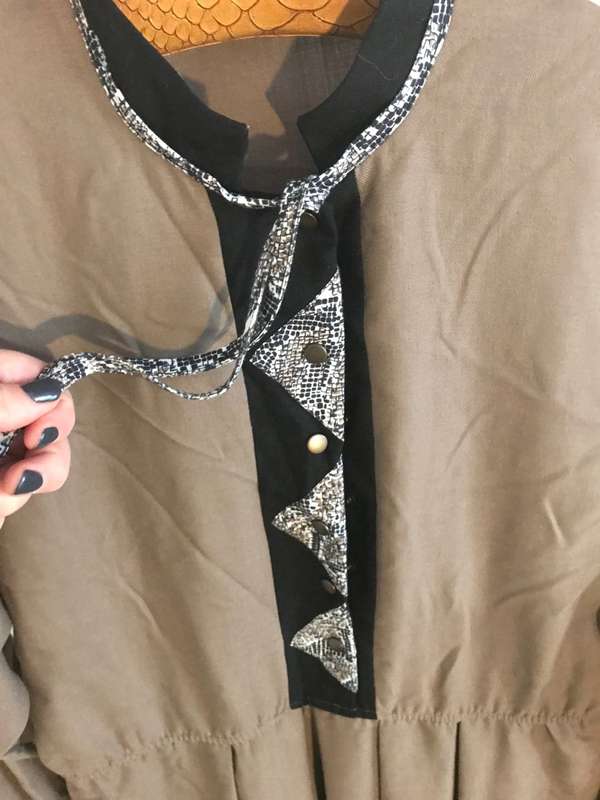 VINTAGE KRESIV MODELS DRESS - 14 KHAKI & SNAKE PRINT