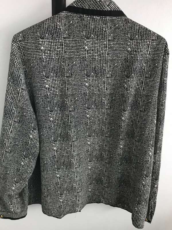 VINTAGE  SHIRT PLAID PRINT BLACK BEIGE  - 16