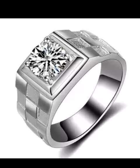 Luxury 1.5ct Diamond Ring Men Silver Wedding Full Zircon Ring For Men Rhinestone Jewelry