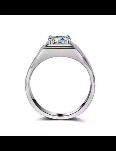 Luxury 1.5ct Diamond Ring Men Silver Wedding Full Zircon Ring For Men Rhinestone Jewelry