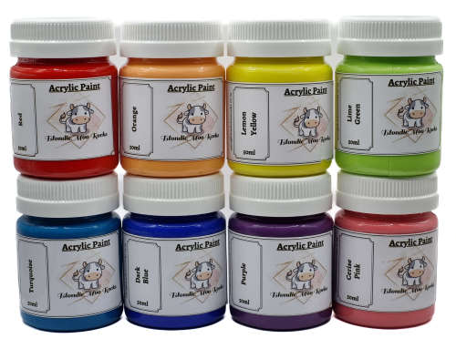 Pure Acrylic Paint Set - 8 x 50ml Bottles