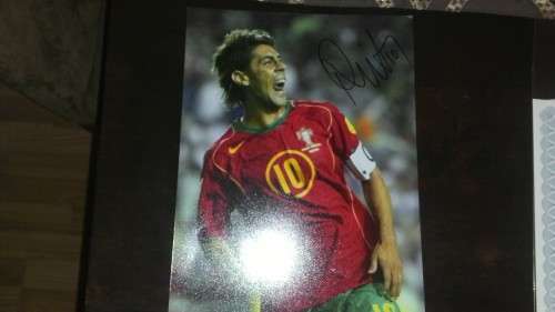 sUPER RARE Rui Costa Portugal legend hand signed A4 photo .