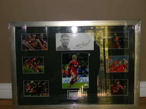 Rare ,Rare Hand Signed Steven Gerrard & Dirk Kuyt Montage Professionally framed .