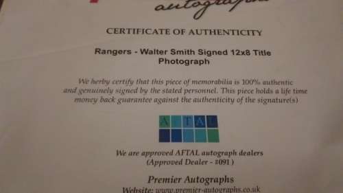 Signed Walter Smith Ranger`s-Man United ex coach autograph.