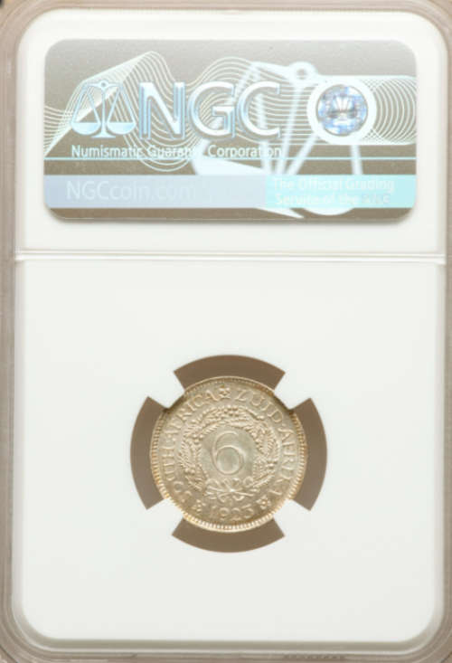 1923 South Africa 6 pence NGC MS62