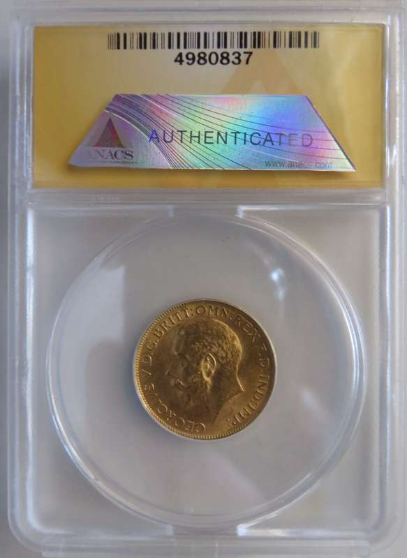 1928 SA Gold Full Sovereign ANACS MS63