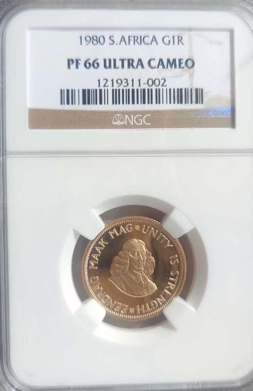 1980 Gold two rand (8 Gram) NGC PF66 UC (mislabelled as one rand)