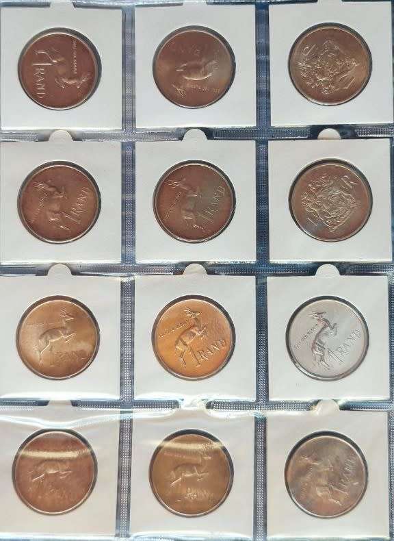 12 x South African 80% Silver one rand coins Unc and proof