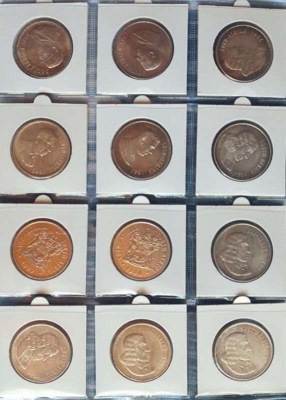 12 x South African 80% Silver one rand coins Unc and proof