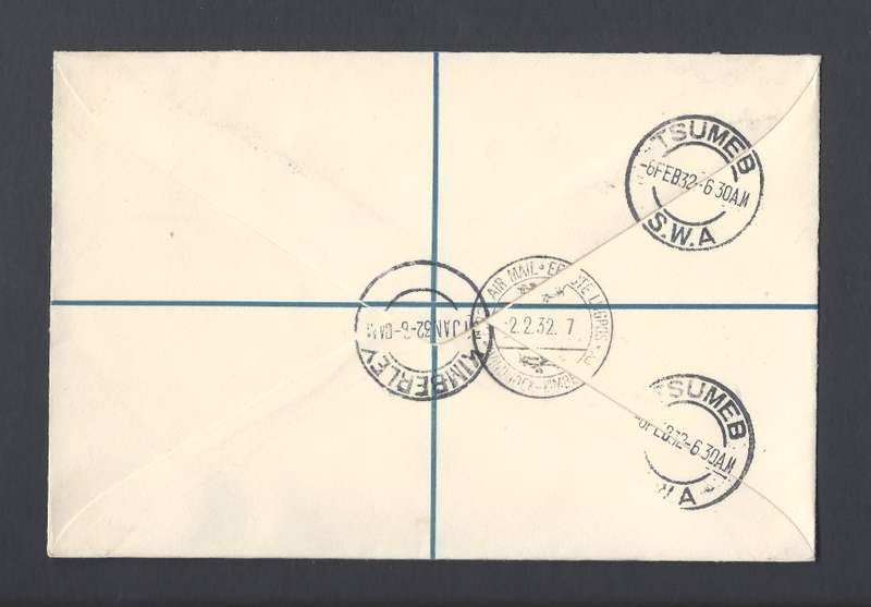 Union of SA - 2nd Airmail issue - First flight cover to Tsumeb SWA - Superb!