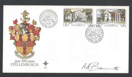 RSA FDC 3.19 Stellenbosch hand-signed by the stamp designer AH Barrett