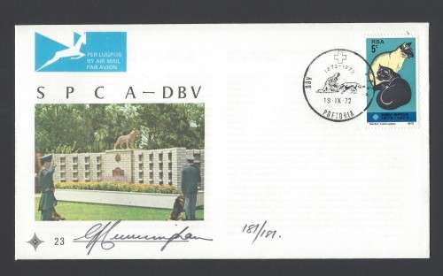 RSA FDC 23 SPCA hand-signed by the stamp designer Gordon Cunningham