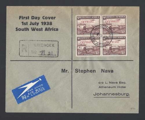 SWA 1938 1 1/2d Train Official First Day Cover - Very Scarce!