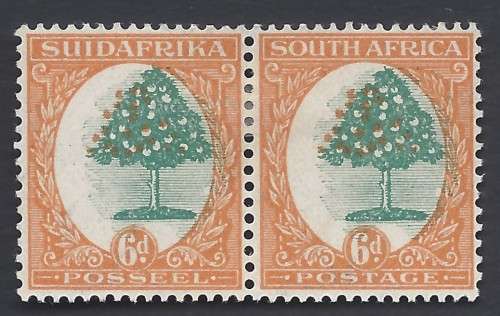Union of SA rarity! 1926 Pretoria 6d Misplaced Centre Vignette, resulting in `white oranges`!