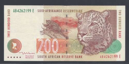 RSA 1999 Mboweni First Issue R200 AB prefix - Scarce