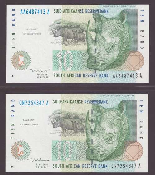 RSA 1999 TT Mboweni R10 set with AA and GN prefixes