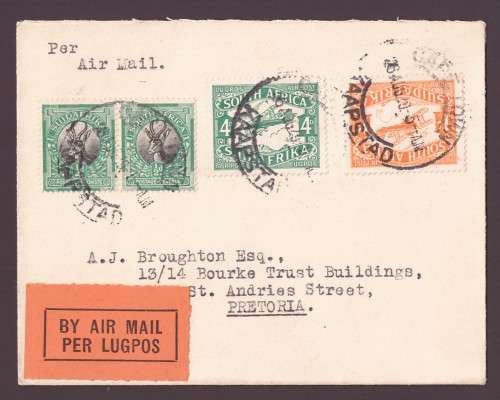 1929 Union of South Africa Flown Cover - Cape Town to Pretoria