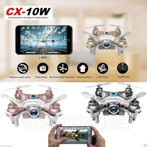 Cheerson CX-10W Mini Wifi FPV With Camera 2.4G 4CH 6 Axis LED RC Quadcopter (PINK)