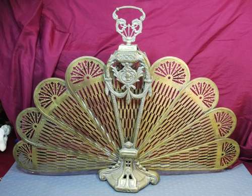 Vintage heavy brass Fireplace spark screen 700mm x 950mm