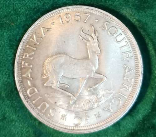 Beautiful South African 1957 5 Shilling (Silver)
