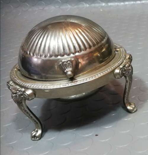 Vintage Silver Plated Butter Dish with Roll-Top made in England