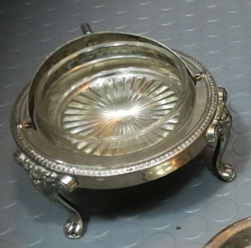Vintage Silver Plated Butter Dish with Roll-Top made in England