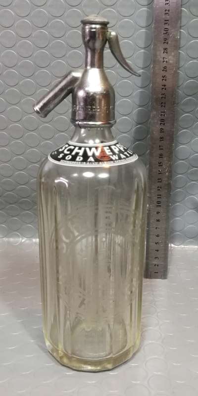1960`s Vintage Glass Schweppes Soda Water (seltzer bottle or siphon)