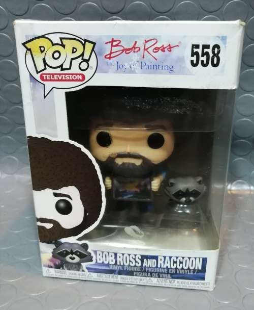 Highly collectable!!! Pop Television Bob Ross and Raccoon