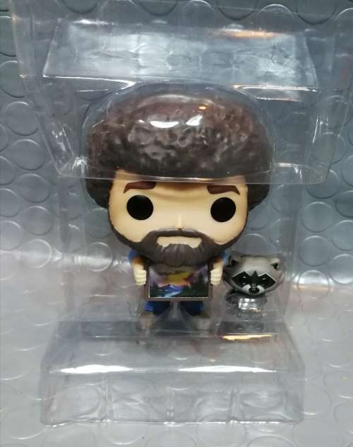 Highly collectable!!! Pop Television Bob Ross and Raccoon