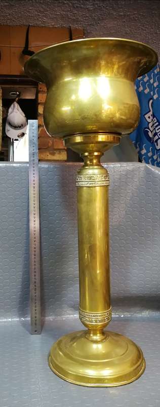 Very big!! Brass baptism bowl and stand