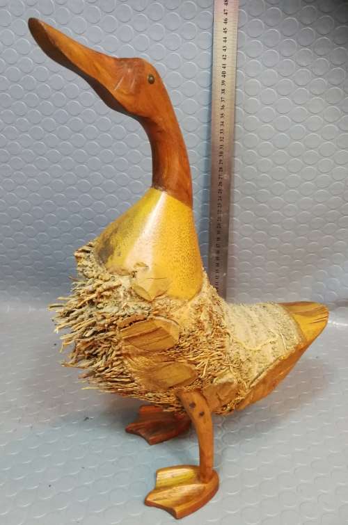 Stunning Large Hand Carved Wooden Bamboo Root Duck 2