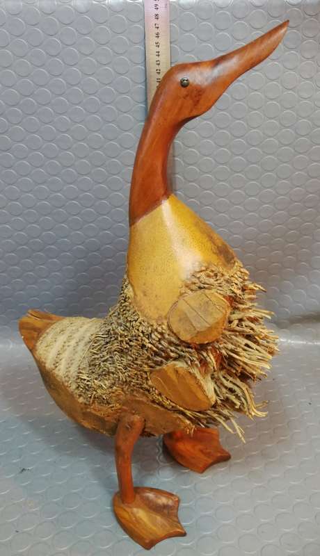 Stunning Large Hand Carved Wooden Bamboo Root Duck 2